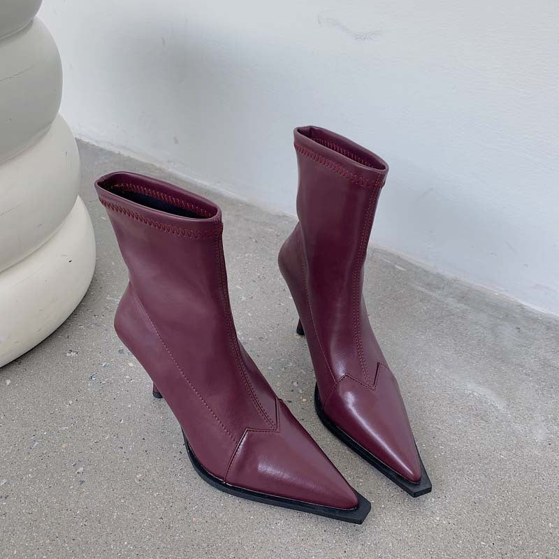 Jenny – Bottes à Talons Hauts Pointus en Cuir Vegan pour Femmes