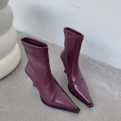 Jenny – Bottes à Talons Hauts Pointus en Cuir Vegan pour Femmes