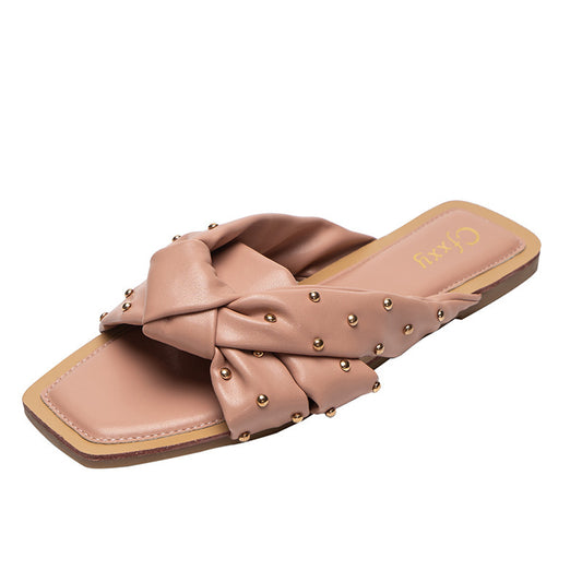 Joan – Sandales Croisées à Rivets en Tissage