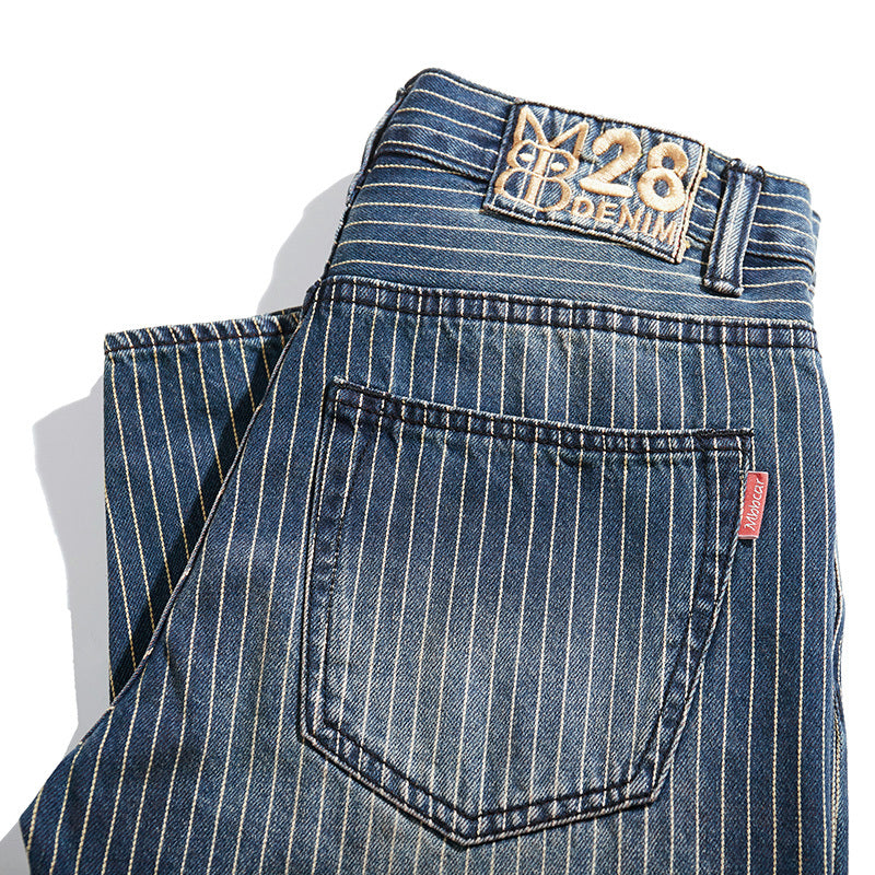 Denis – Jeans Rayés Rétro Amples