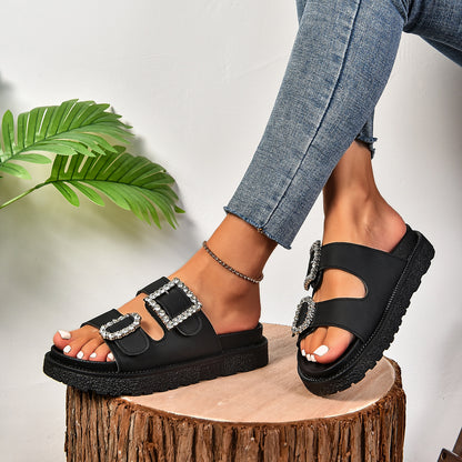 Diana – Sandales à Plateforme avec Boucle et Strass