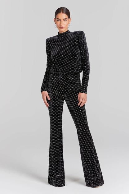 Sharon – Combinaison à Sequins et Col Montant Demi-Haut