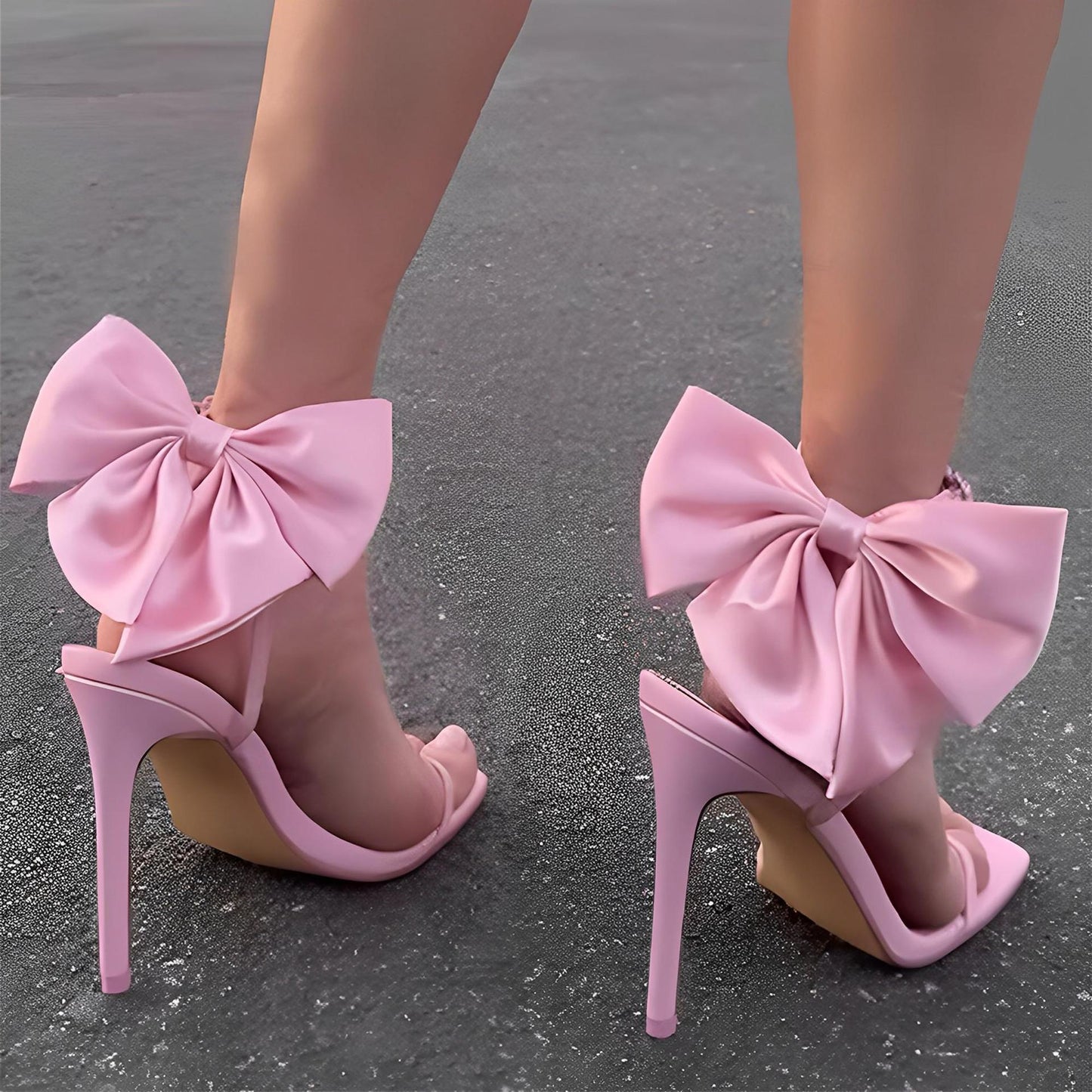 Mandy – Sandales Stiletto en Strass avec Nœud Arrière