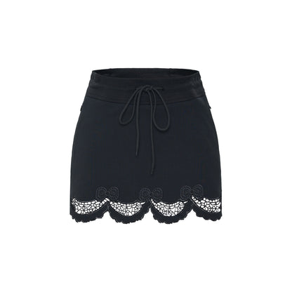 Nicola – Jupe en Dentelle Noire à Cordon pour Femme