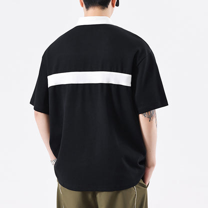 Garry – T-shirt à col rabattu avec rayures vintage et contraste de couleurs