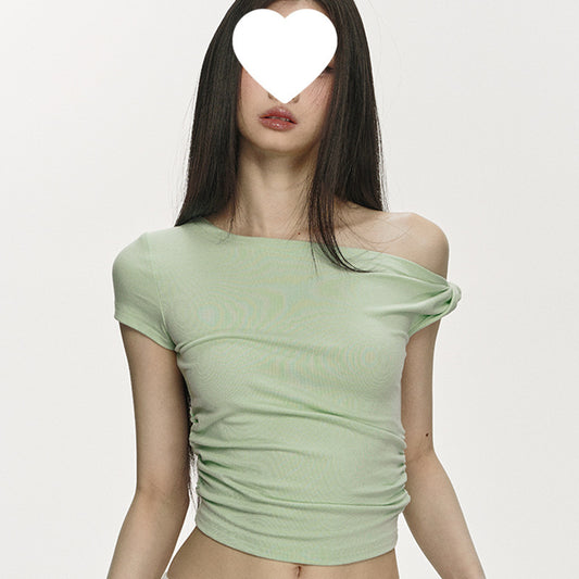 Anne – T-shirt court en coton à manches courtes, style épuré et ajusté