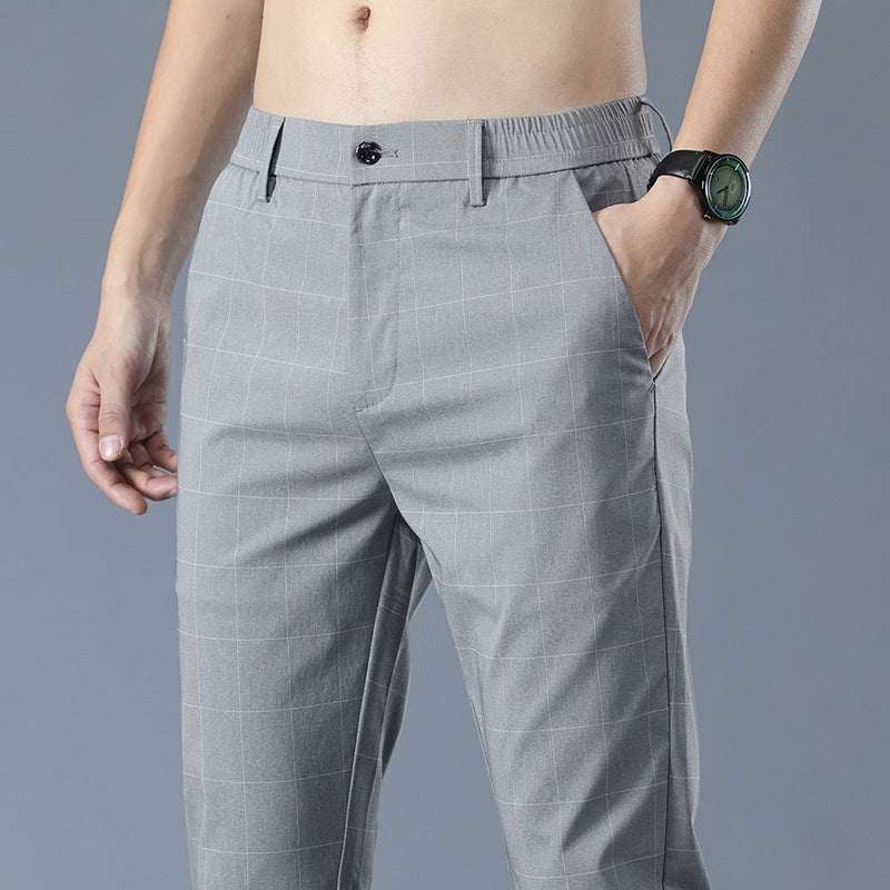 Lionel – Pantalon en Soie Glacée à Carreaux pour Hommes