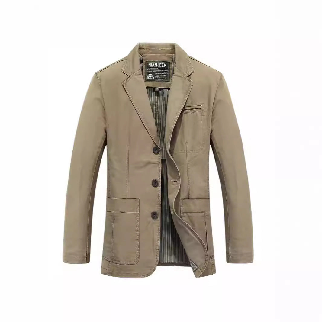 Julian – Veste décontractée à boutons simple en coton pur grande taille