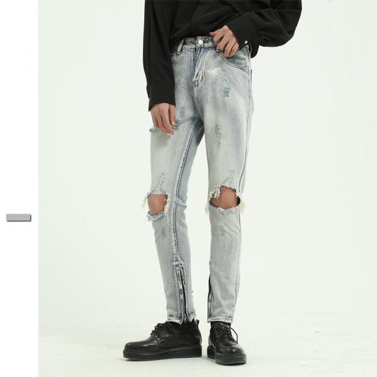 Christian – Jeans Déchirés Style Urbain Bleu Clair