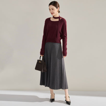 Sophie – Jupe Plissée Amincissante Taille Haute