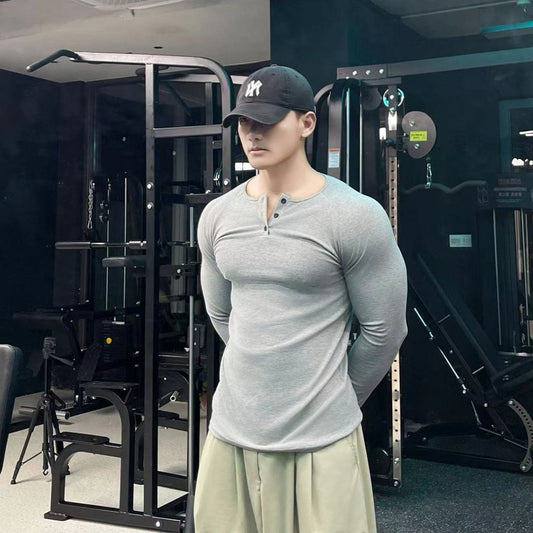 Guy – T-shirt de sport avec col Henry