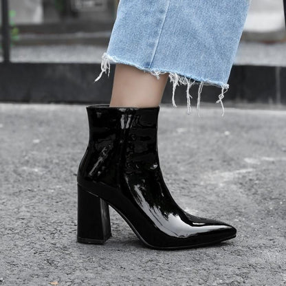 Emma – Bottines Courtes à Talons Épais Or et Argent Grande Taille