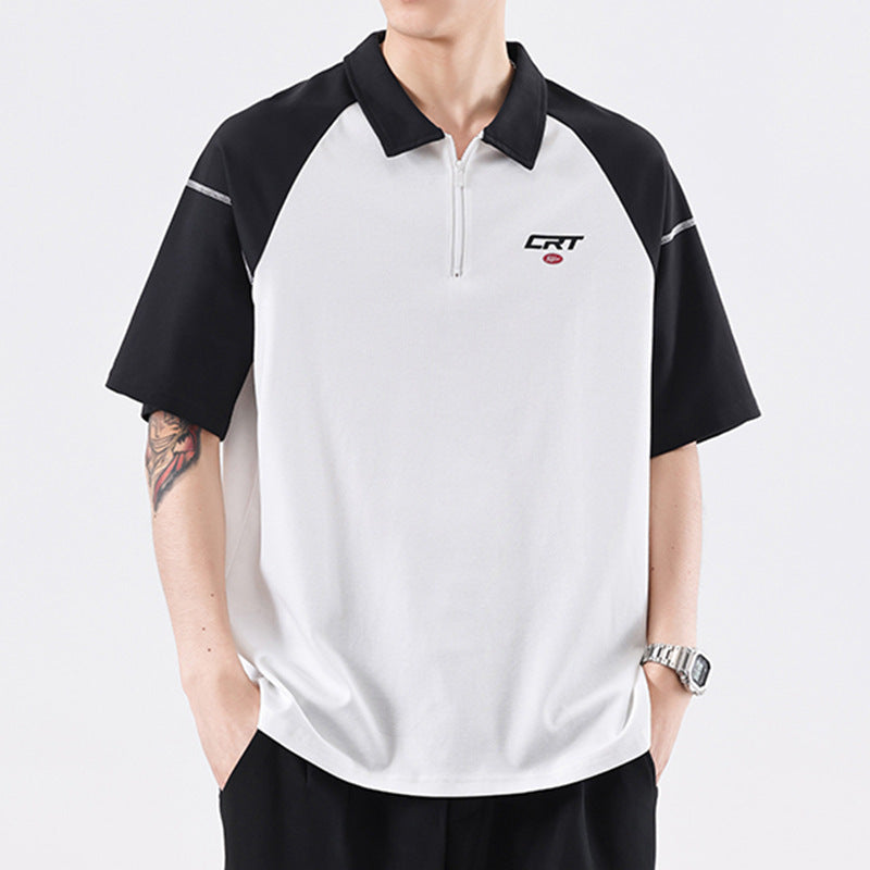 Dale – Polo Zippé Contrasté à Manches Courtes pour Homme
