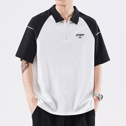 Dale – Polo Zippé Contrasté à Manches Courtes pour Homme