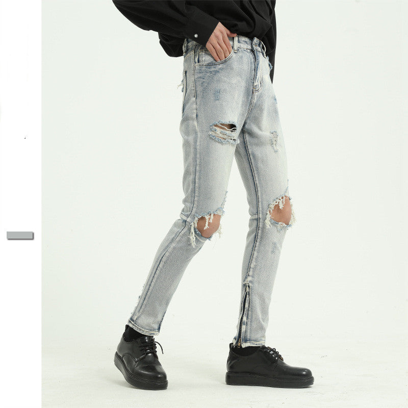 Christian – Jeans Déchirés Style Urbain Bleu Clair