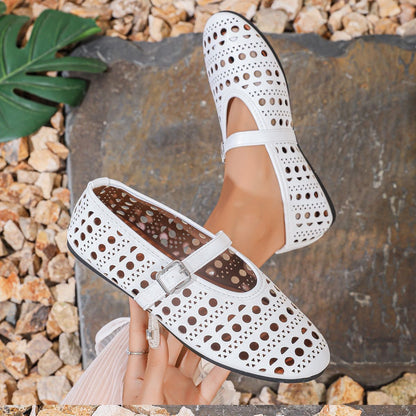 Lucy – Chaussures Plates à Bout Rond avec Boucle Découpée