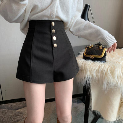 Natalie – Shorts Décontractés Taille Haute à Boutons