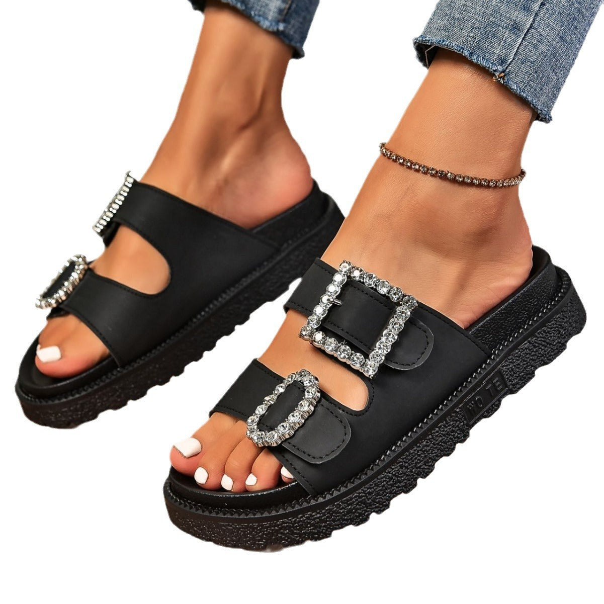 Diana – Sandales à Plateforme avec Boucle et Strass