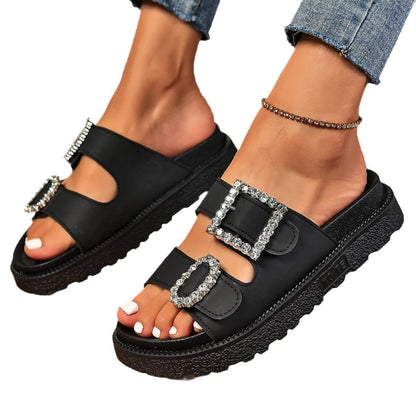 Diana – Sandales à Plateforme avec Boucle et Strass