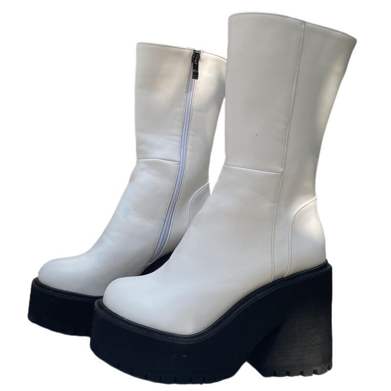 Grace – Bottines à Plateforme à Bout Rond avec Fermeture Éclair Latérale