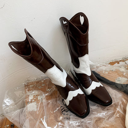 Karen – Bottes Hautes Fumée à Motif Lait