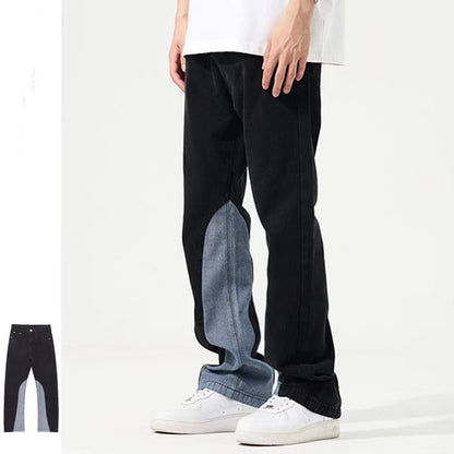 Karen – Jean Évasé Contrasté à Taille Haute et Coupe Droite