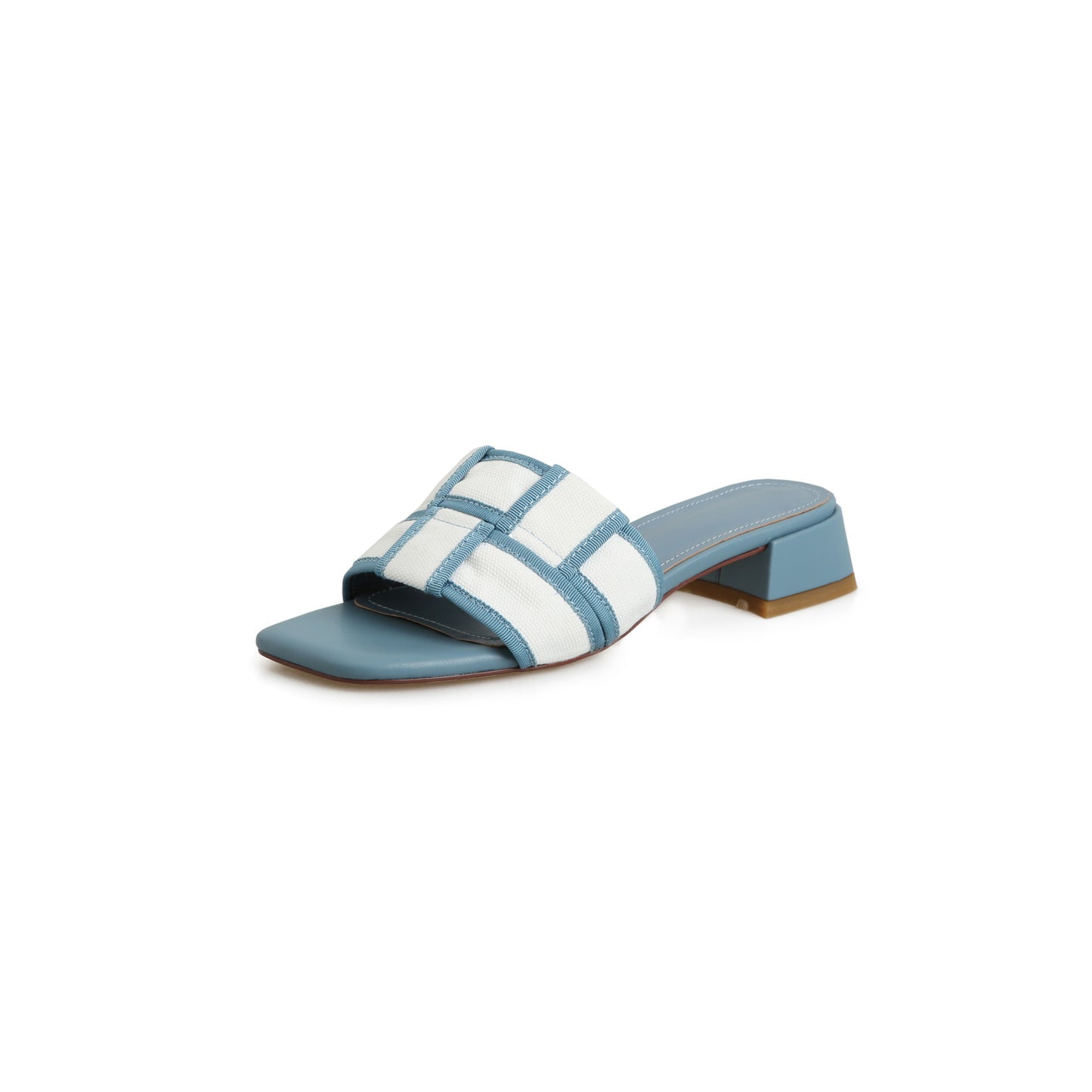Lynda – Sandales à Talon Moyen à Bout Carré avec Motif à Carreaux