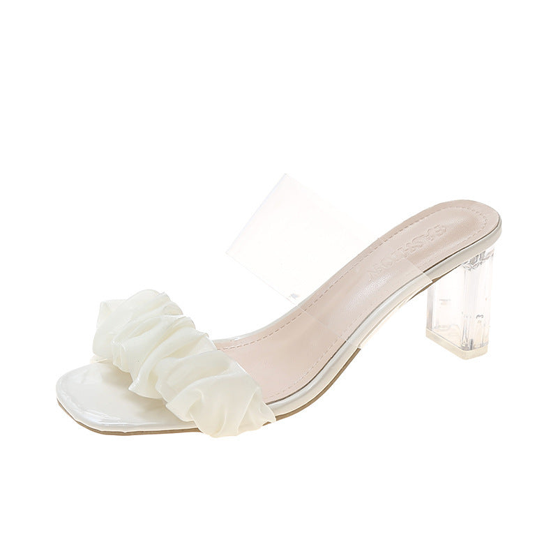 Natalie – Sandales Transparentes à Talon Épais et Bout Carré