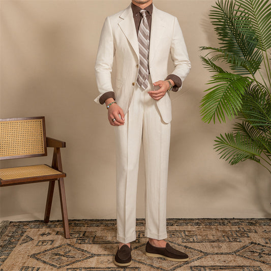 Leon – Costume Slim Fit Demi Doublure Texture Chanvre