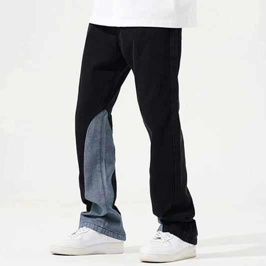 Karen – Jean Évasé Contrasté à Taille Haute et Coupe Droite