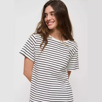Janet – T-shirt à Rayures Noires et Blanches pour Femme