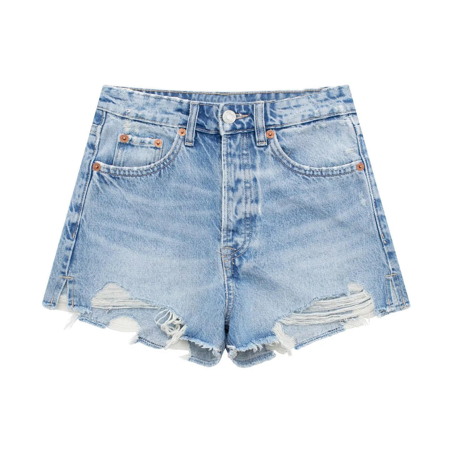 Dawn – Shorts en Denim Taille Haute Rétro Américain pour Femme