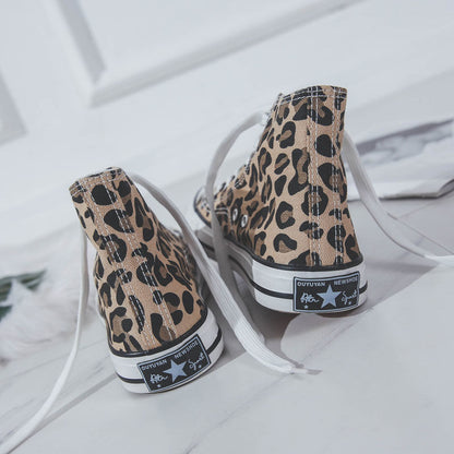Dawn – Chaussures montantes léopard en toile rétro décontractées