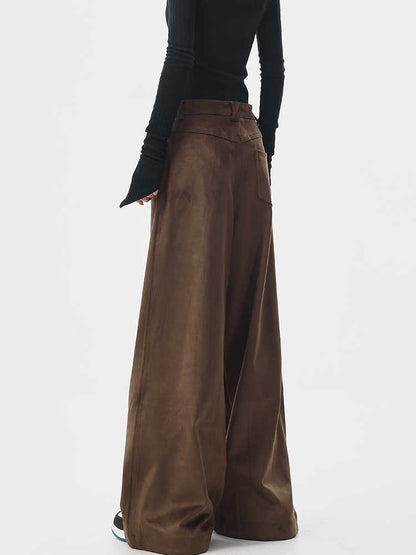 Kathryn – Pantalon Évasé Rétro Épais Marron