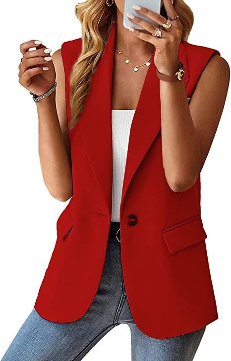 Esme – Gilet de Costume Sans Manches au Tempérament Ample
