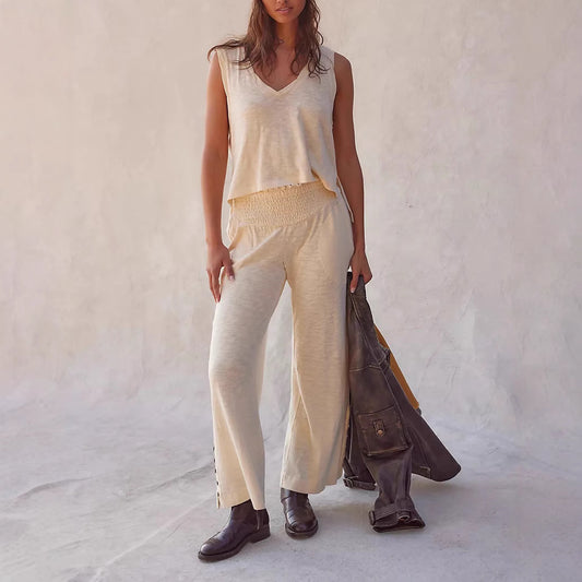 Lucy – Ensemble Deux Pièces en Maille à Taille Élastique