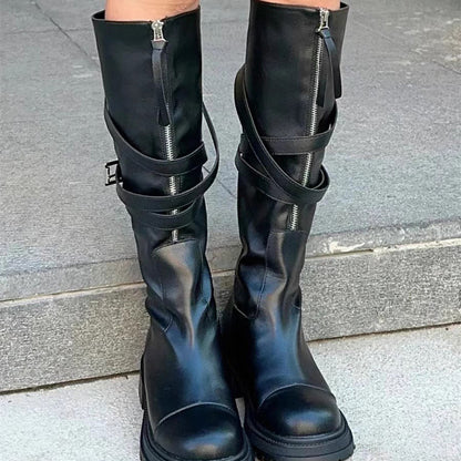 Leah – Bottes à Plateforme avec Boucle et Ceinture