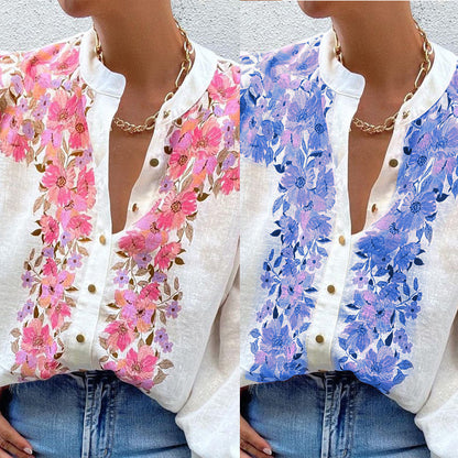 Jean – Chemise Ample à Manches Longues Imprimée