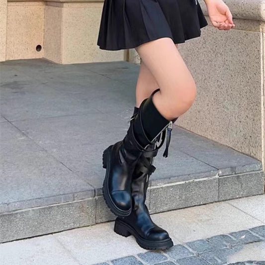 Leah – Bottes à Plateforme avec Boucle et Ceinture