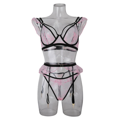 Sue – Ensemble Lingerie Sexy en Dentelle Trois Pièces