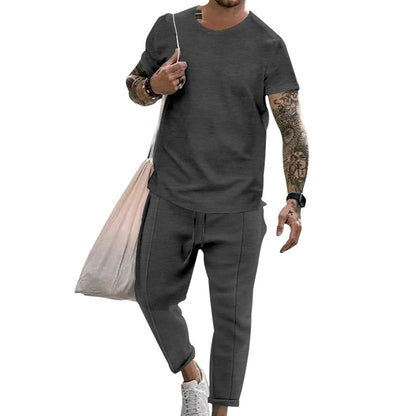 Glen – Ensemble T-shirt à Manches Courtes et Pantalons de Mode Décontractés pour Hommes