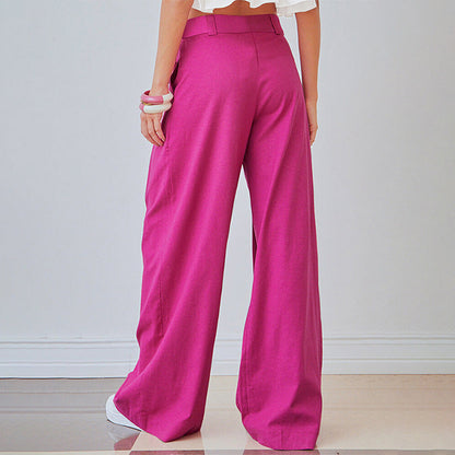 Sophie – Pantalon Large Plissé avec Poches