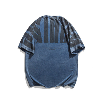 Rhys – T-shirt rétro japonais à manches courtes lavées pour hommes