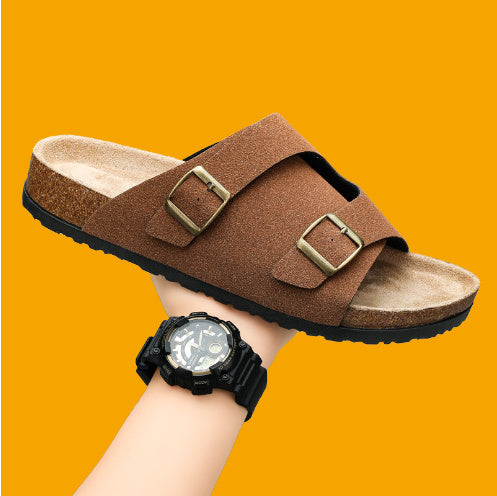 Jude – Sandales à Double Boucle en Similicuir Suède