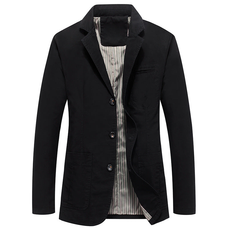 Julian – Veste décontractée à boutons simple en coton pur grande taille