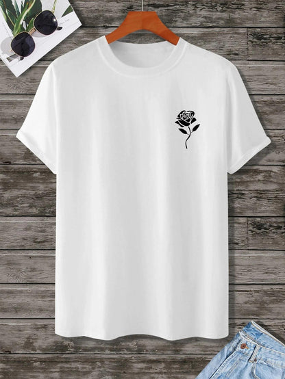 Danny – T-shirt Imprimé Rose pour Hommes, Col Rond, Manches Courtes