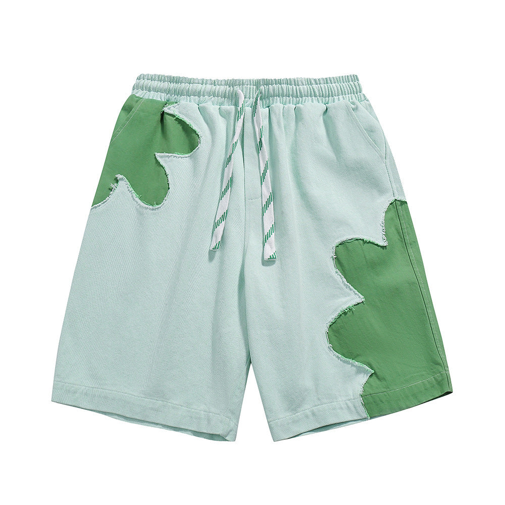 Philip – Short en Denim Patchwork Contrasté pour Hommes