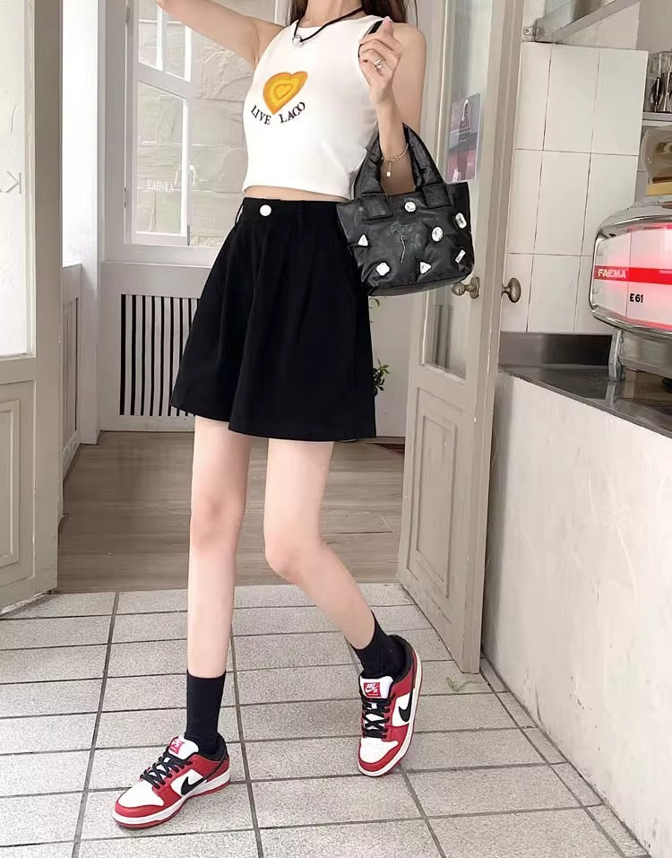 Sharon – Shorts en Velours Côtelé Taille Haute Décontractés