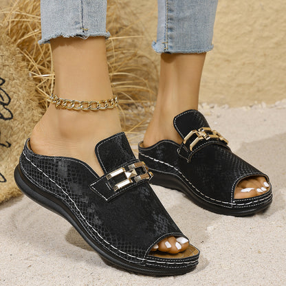 Betty – Mules à Plateforme Léopard pour la Plage