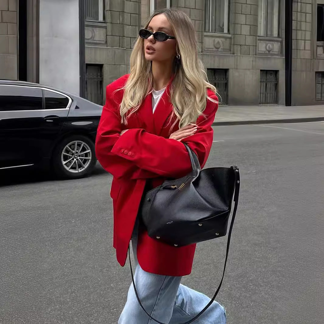 Sophie – Veste à col loose avec épaulettes et poches